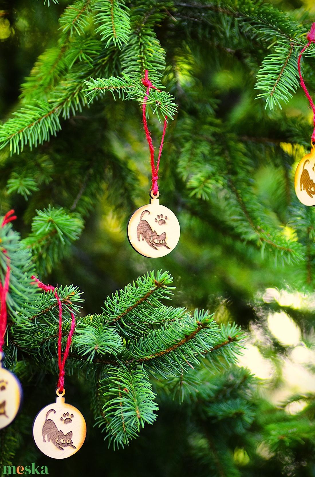 Cicás fa karácsonyfa díszek - karácsony - karácsonyi lakásdekoráció - karácsonyfadíszek - Meska.hu