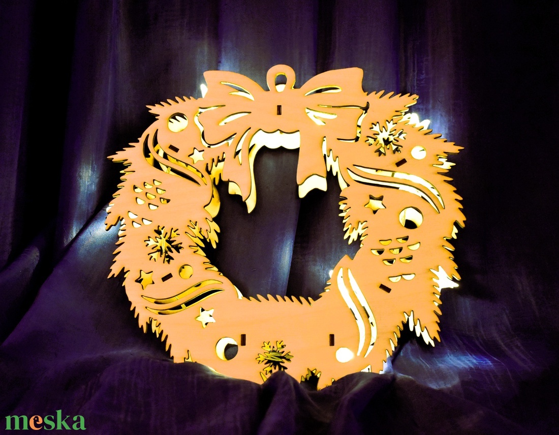 Karácsonyi fa dekoráció ablakba, ajtóra ledsorral - karácsony - karácsonyi lakásdekoráció - karácsonyi ajtódíszek - Meska.hu