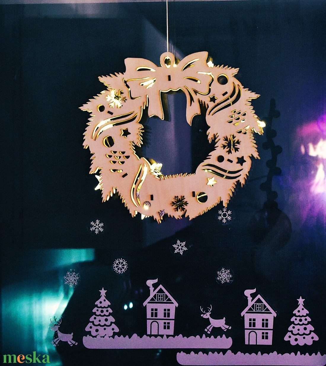 Karácsonyi fa dekoráció ablakba, ajtóra ledsorral - karácsony - karácsonyi lakásdekoráció - karácsonyi ajtódíszek - Meska.hu