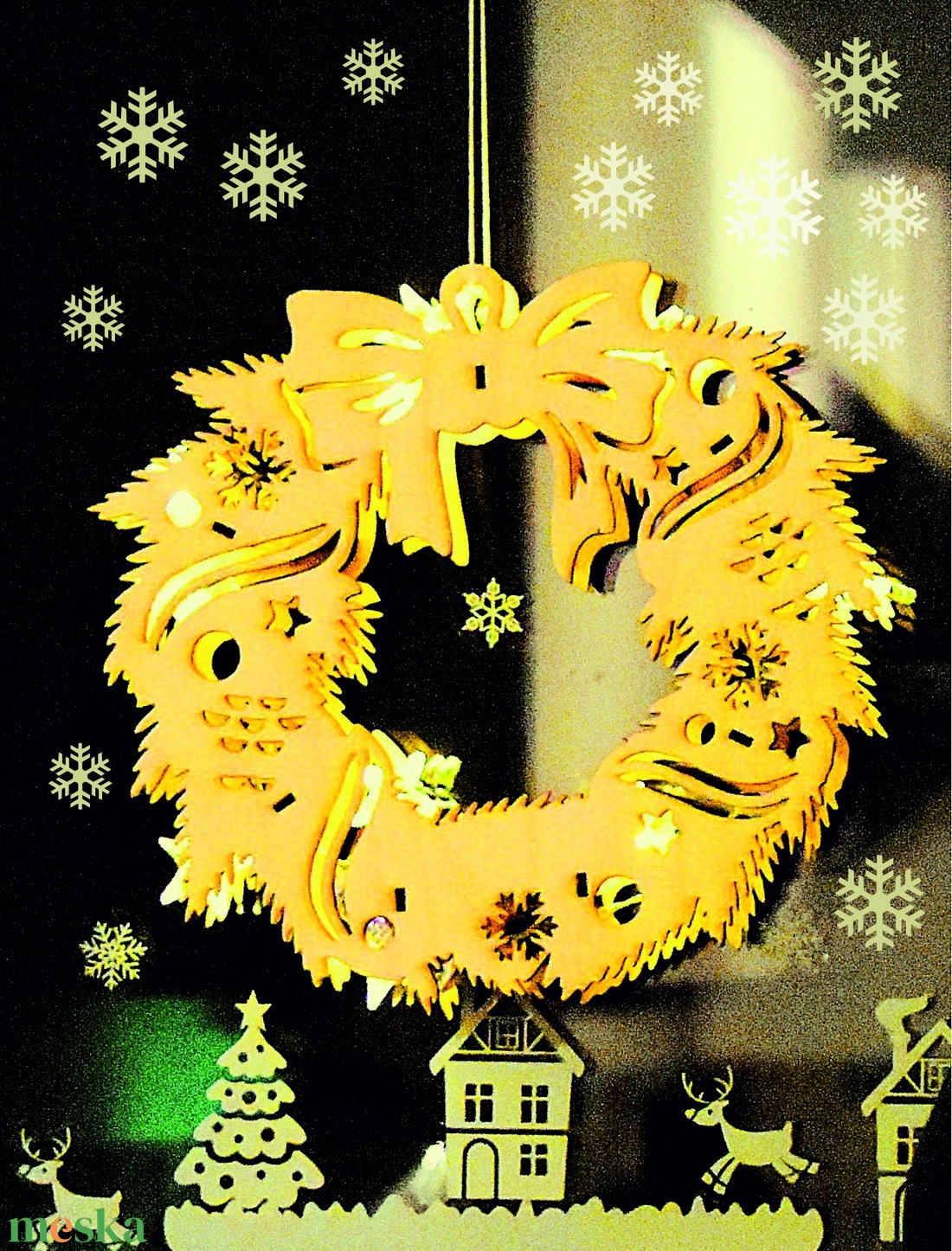 Karácsonyi fa dekoráció ablakba, ajtóra ledsorral - karácsony - karácsonyi lakásdekoráció - karácsonyi ajtódíszek - Meska.hu