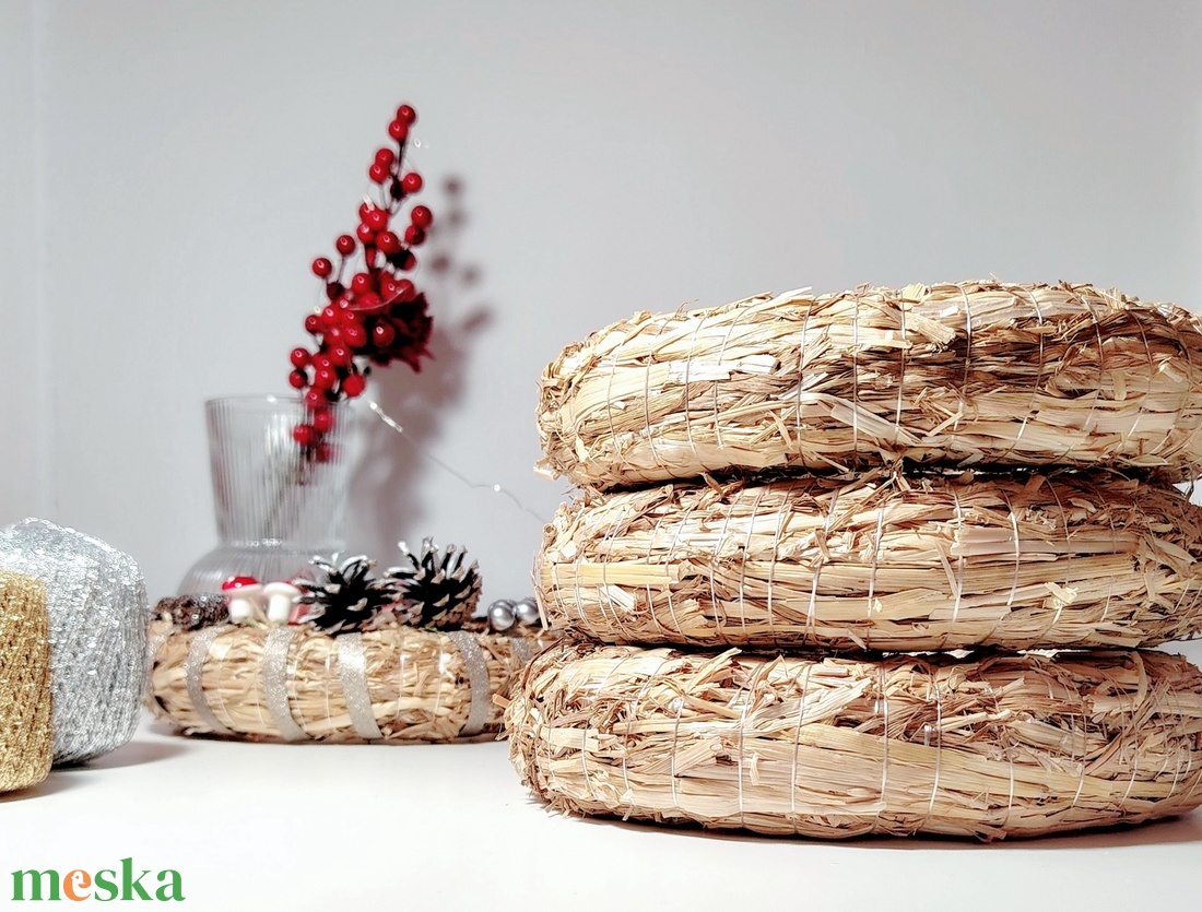 Szalma koszorú alap, 15 cm - kellékek & szerszámok - dekorációs kellékek - koszorú, koszorúalap - Meska.hu