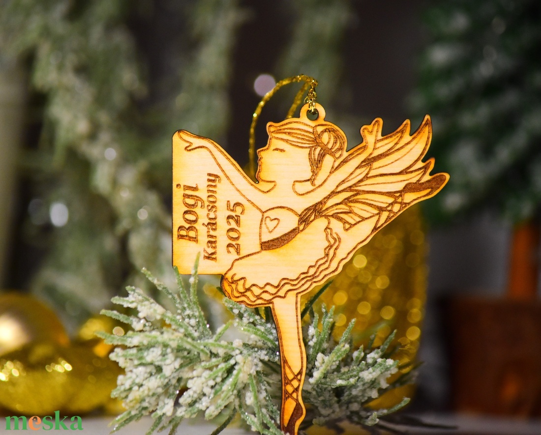 Angyal balerina fa karácsonyfadísz név gravírozással - karácsony - karácsonyi lakásdekoráció - karácsonyfadíszek - Meska.hu