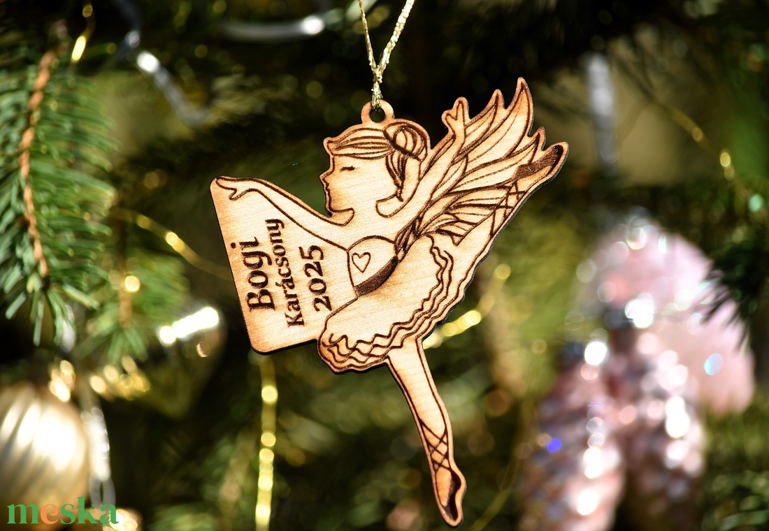 Angyal balerina fa karácsonyfadísz név gravírozással - karácsony - karácsonyi lakásdekoráció - karácsonyfadíszek - Meska.hu