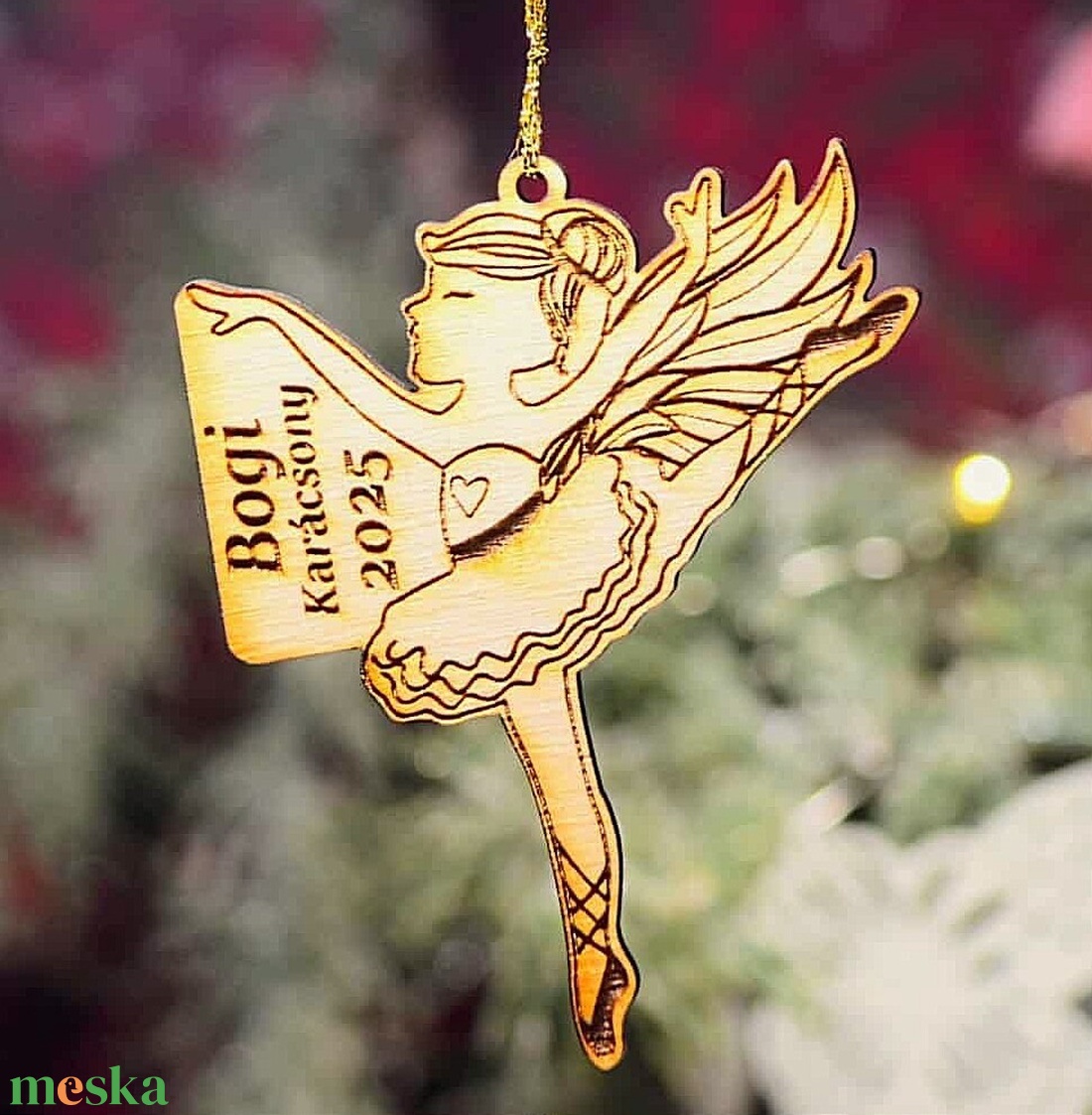 Angyal balerina fa karácsonyfadísz név gravírozással - karácsony - karácsonyi lakásdekoráció - karácsonyfadíszek - Meska.hu