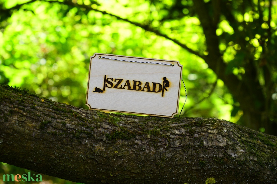 Foglalt / szabad fa tábla akasztóval - otthon & életmód - dekoráció - ajtó- és ablak dekoráció - ajtótábla - Meska.hu