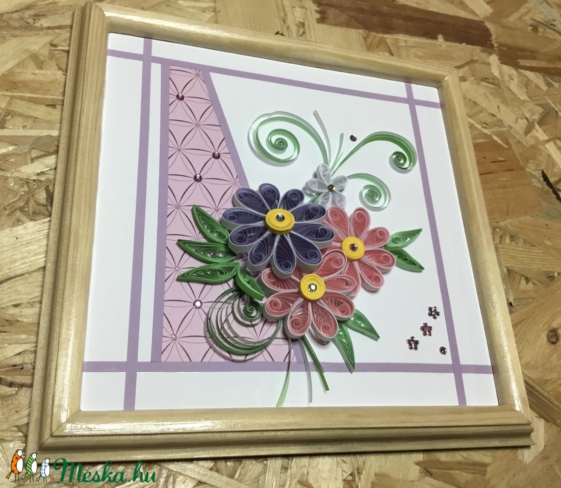 Pasztel színű virágos quilling kép - - Meska.hu Pasztel színű virágos quilling kép - - Meska.hu