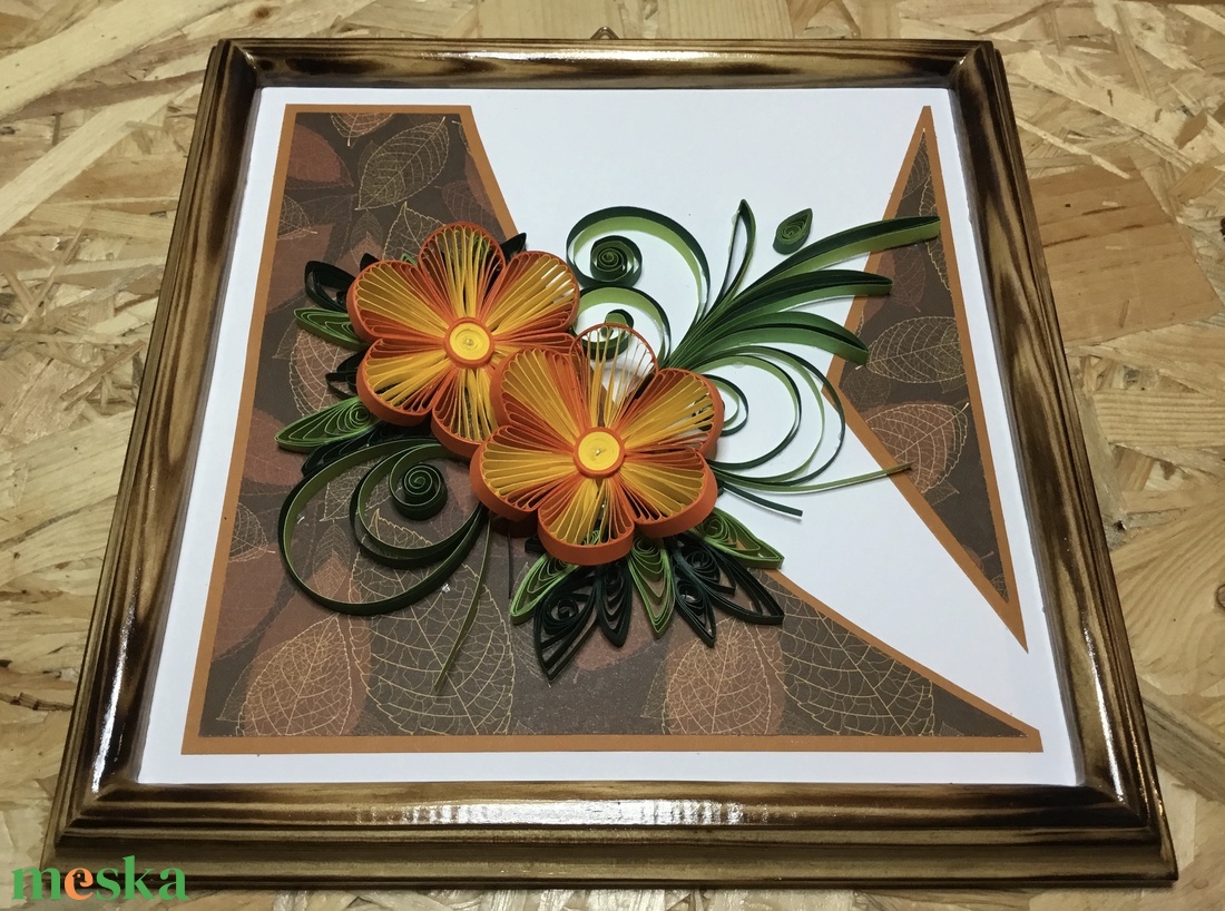Őszi hangulatú virágos quilling fa kerettel - otthon & életmód - dekoráció - kép & falikép - Meska.hu