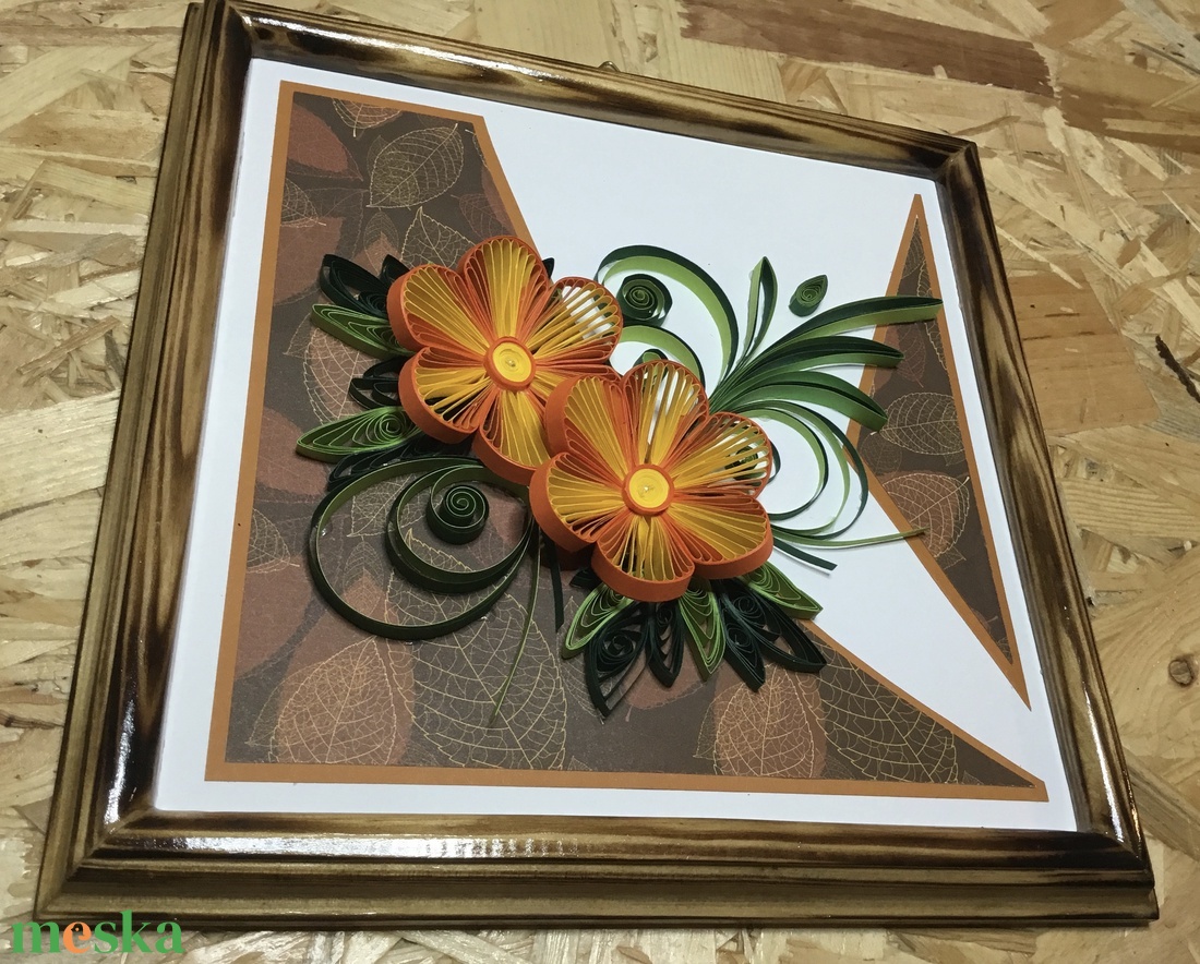 Őszi hangulatú virágos quilling fa kerettel - otthon & életmód - dekoráció - kép & falikép - Meska.hu