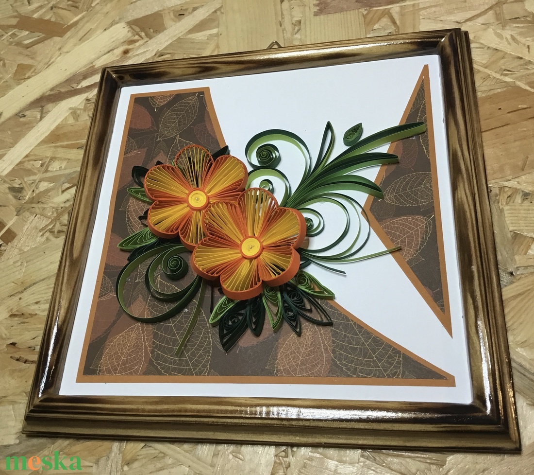 Őszi hangulatú virágos quilling fa kerettel - otthon & életmód - dekoráció - kép & falikép - Meska.hu
