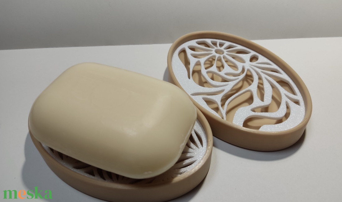 Ovális beige szappantartó - otthon & életmód - fürdőszoba - szappantartó - Meska.hu