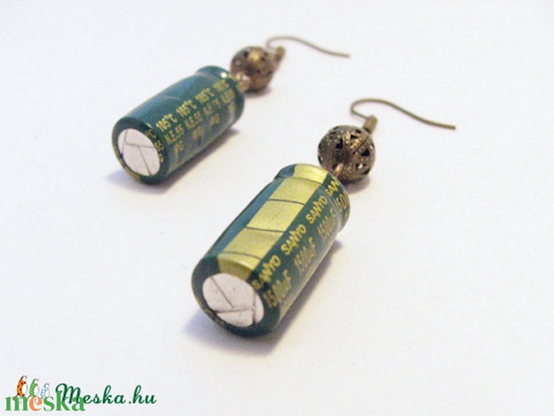 Kondenzátor fülbevaló - ékszer - fülbevaló - lógó fülbevaló - Meska.hu