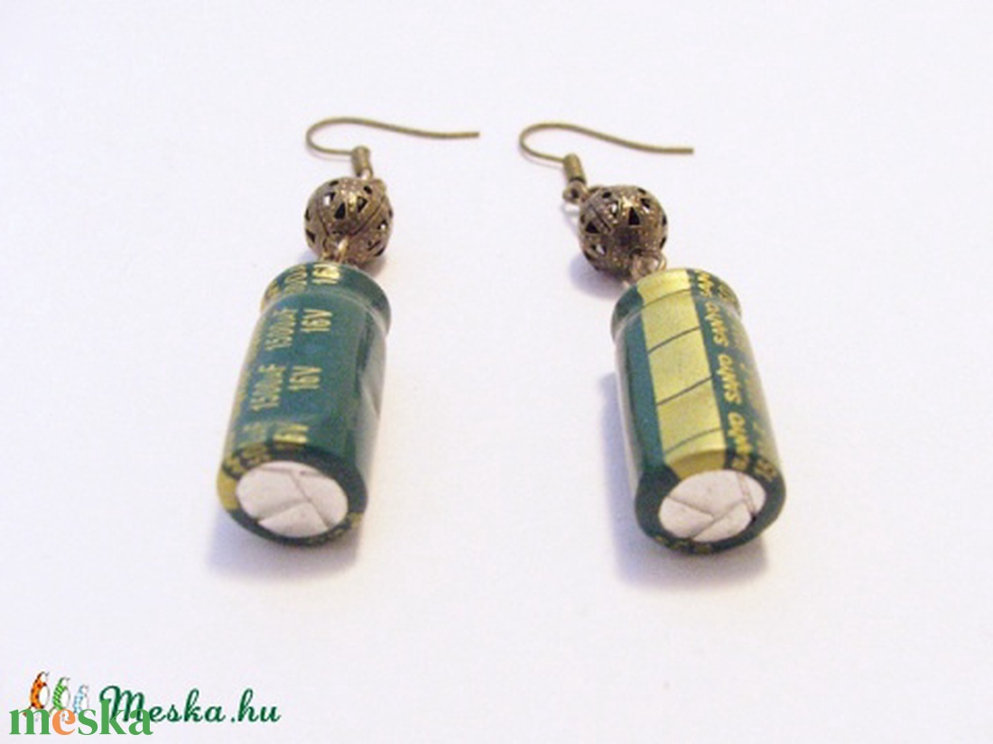 Kondenzátor fülbevaló - ékszer - fülbevaló - lógó fülbevaló - Meska.hu