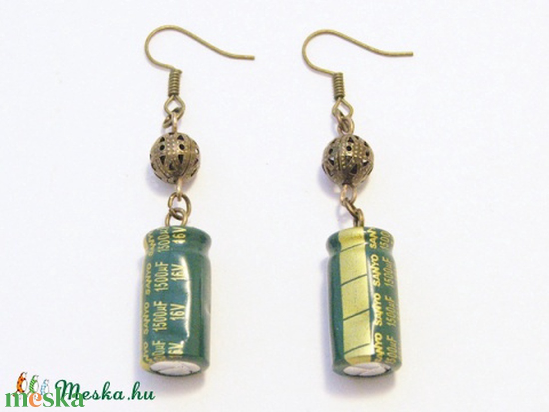 Kondenzátor fülbevaló - ékszer - fülbevaló - lógó fülbevaló - Meska.hu