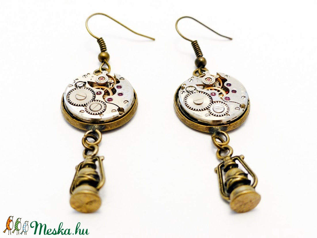 Steampunk fülbevaló viharlámpa kiegészítővel - - Meska.hu Steampunk fülbevaló viharlámpa kiegészítővel - - Meska.hu