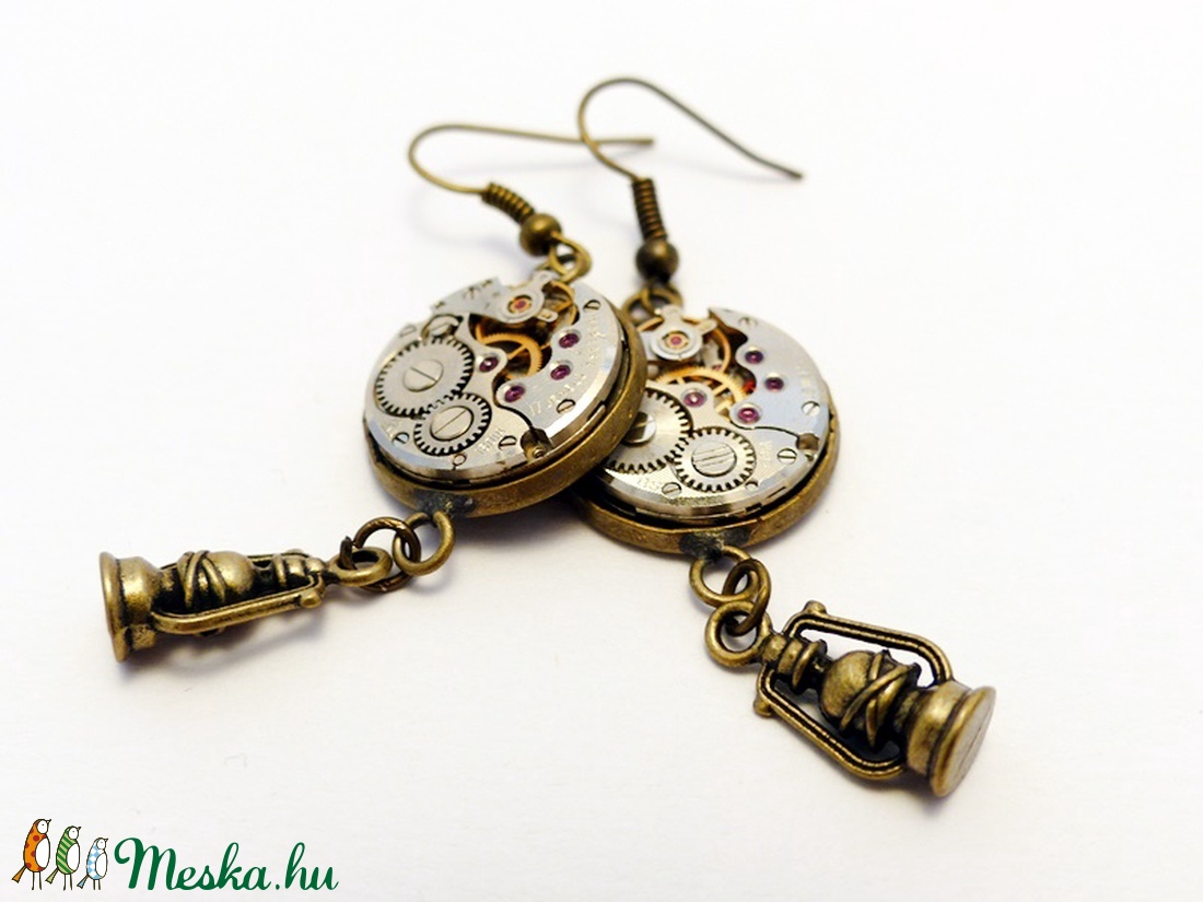 Steampunk fülbevaló viharlámpa kiegészítővel - - Meska.hu Steampunk fülbevaló viharlámpa kiegészítővel - - Meska.hu
