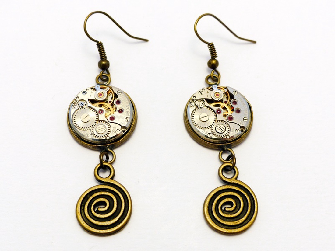 Steampunk fülbevaló csiga kiegészítővel - - Meska.hu Steampunk fülbevaló csiga kiegészítővel - - Meska.hu