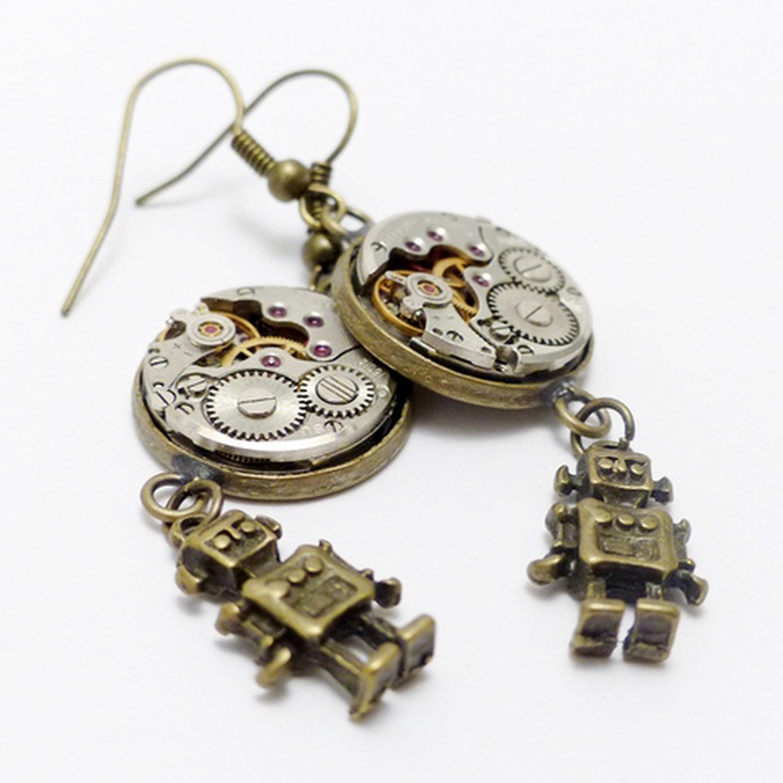 Steampunk fülbevaló robot kiegészítővel - - Meska.hu Steampunk fülbevaló robot kiegészítővel - - Meska.hu
