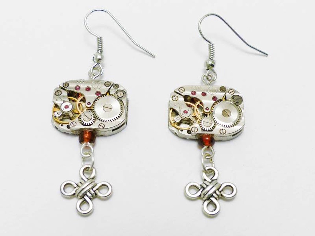 Steampunk fülbevaló duplacsomó kiegészítővel - - Meska.hu Steampunk fülbevaló duplacsomó kiegészítővel - - Meska.hu