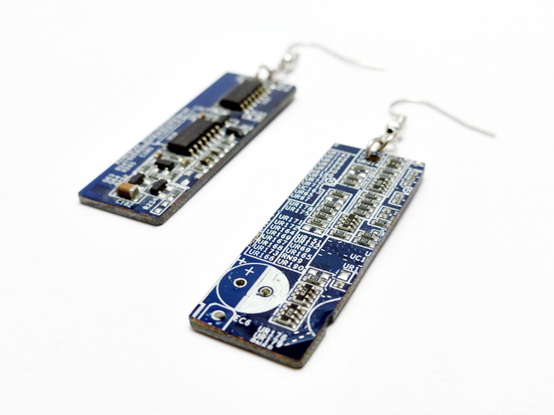 Áramkör mikrochip fülbevaló kék-fehér - - Meska.hu Áramkör mikrochip fülbevaló kék-fehér - - Meska.hu