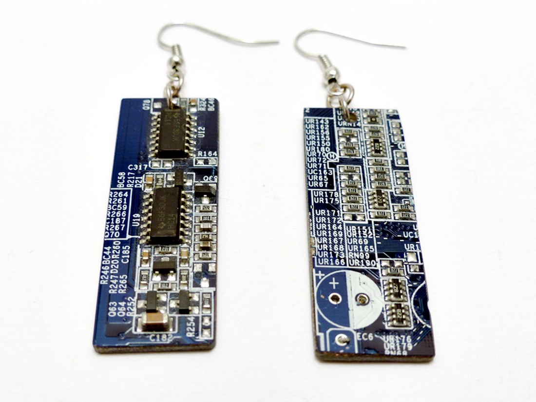 Áramkör mikrochip fülbevaló kék-fehér - - Meska.hu Áramkör mikrochip fülbevaló kék-fehér - - Meska.hu