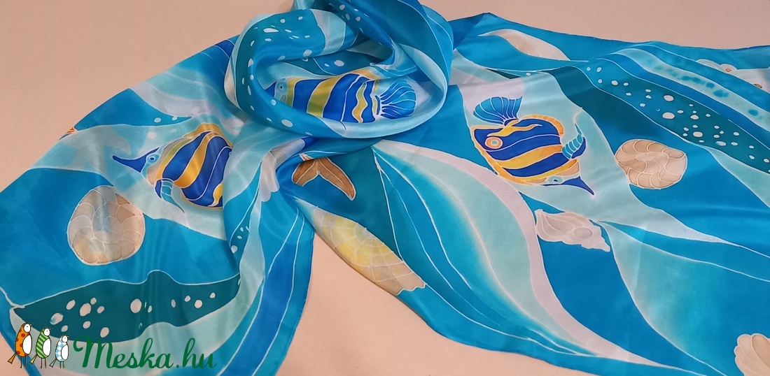 A tenger hullámai kézzel festett egyedi selyemsál - ruha & divat - sál, sapka, kendő - kendő - Meska.hu A tenger hullámai kézzel festett egyedi selyemsál - ruha & divat - sál, sapka, kendő - kendő - Meska.hu