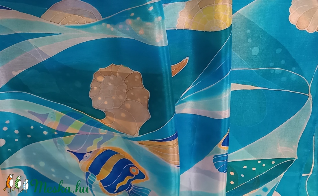 A tenger hullámai kézzel festett egyedi selyemsál - ruha & divat - sál, sapka, kendő - kendő - Meska.hu A tenger hullámai kézzel festett egyedi selyemsál - ruha & divat - sál, sapka, kendő - kendő - Meska.hu