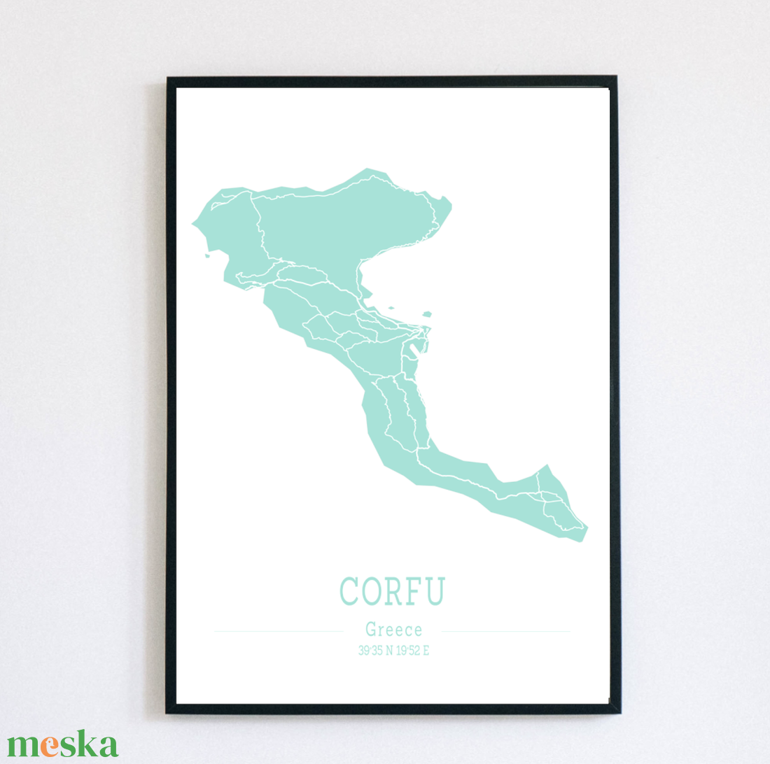 KORFU (Görögország) színes minimalista dekorációs térkép - otthon & életmód - dekoráció - kép & falikép - poszter - Meska.hu KORFU (Görögország) színes minimalista dekorációs térkép - otthon & életmód - dekoráció - kép & falikép - poszter - Meska.hu