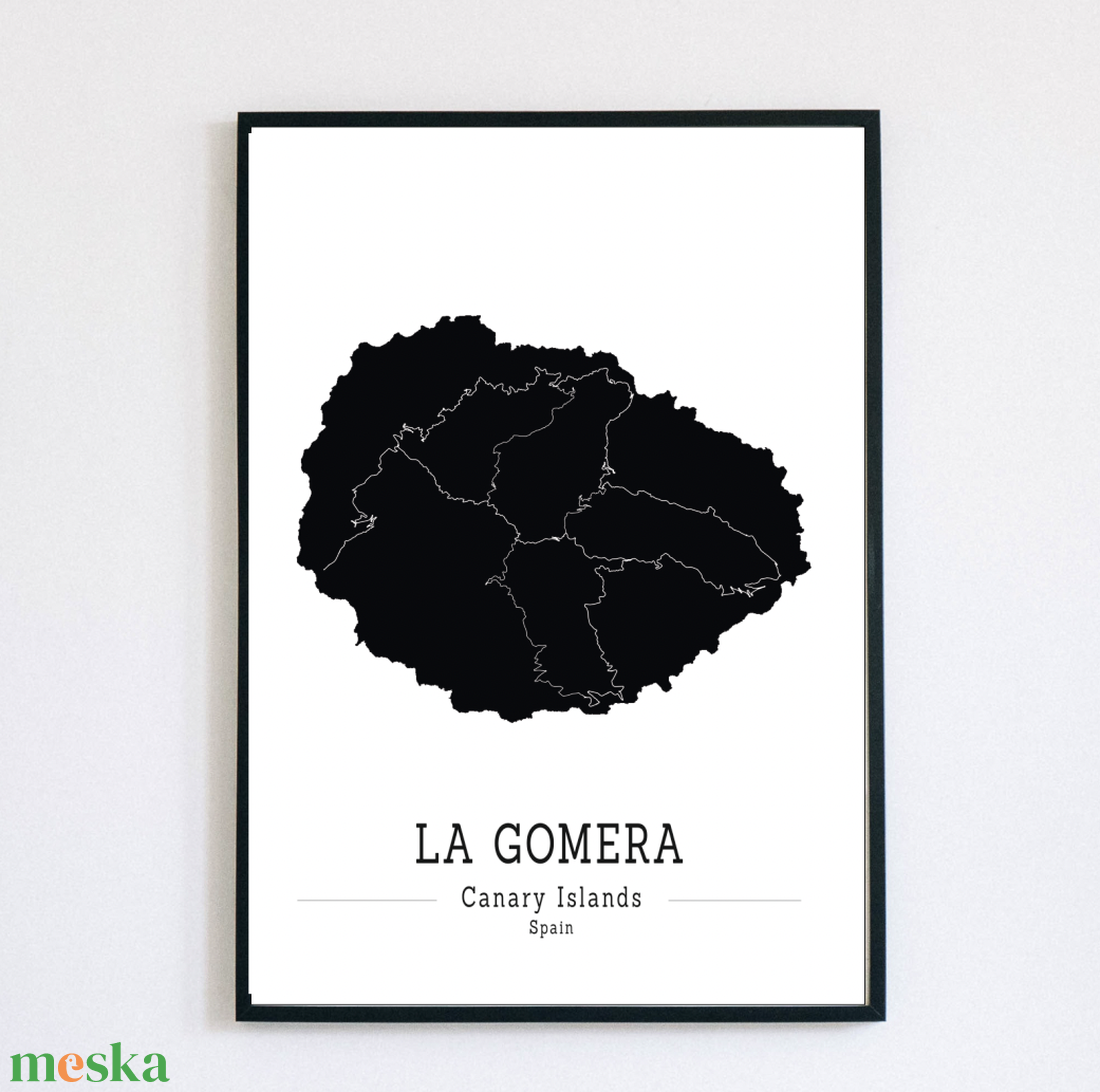 LA GOMERA (Kanári-szigetek) színes minimalista dekorációs térkép - otthon & lakás - dekoráció - kép & falikép - poszter - Meska.hu