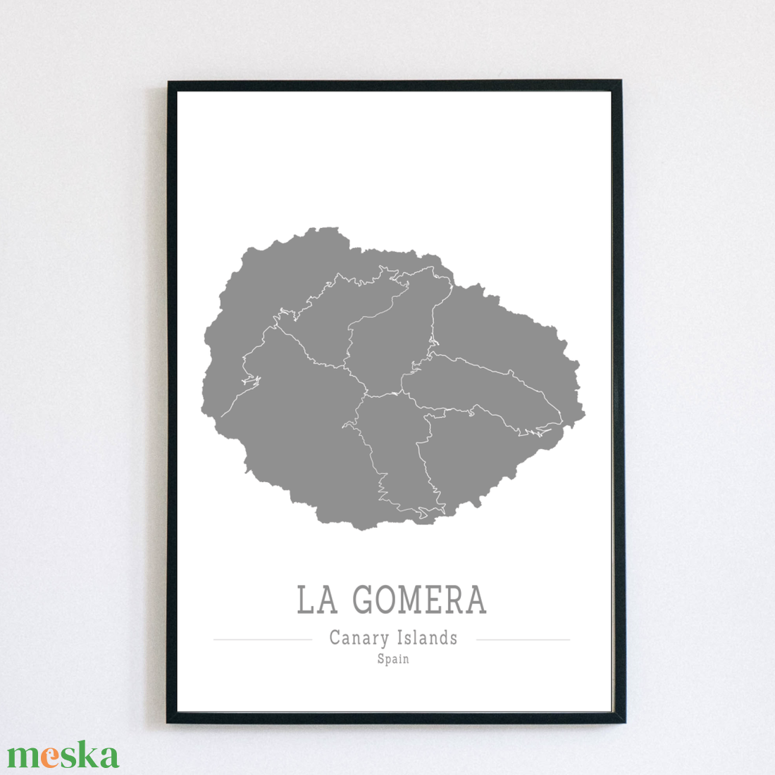 LA GOMERA (Kanári-szigetek) színes minimalista dekorációs térkép - otthon & lakás - dekoráció - kép & falikép - poszter - Meska.hu