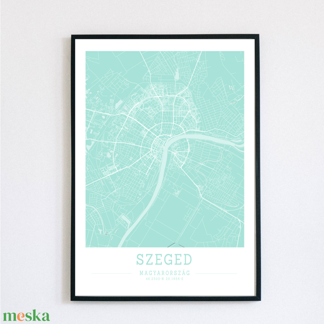 Minimalista SZEGED színes dekorációs térkép  - otthon & életmód - dekoráció - kép & falikép - plakát - Meska.hu