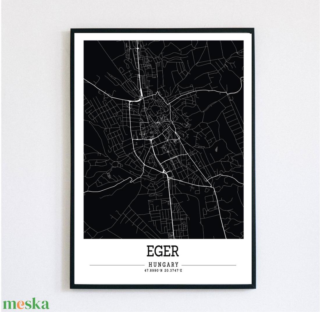 Minimalista EGER színes dekorációs térkép  - otthon & lakás - dekoráció - kép & falikép - plakát - Meska.hu