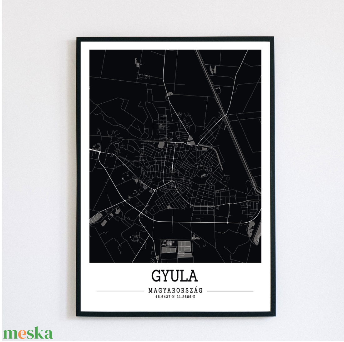 Minimalista GYULA színes dekorációs térkép  - otthon & életmód - dekoráció - kép & falikép - plakát - Meska.hu