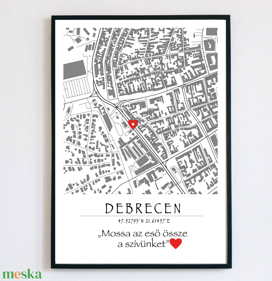 Egyedi Valentin-napi, évfordulós minimalista romantikus térkép - otthon & lakás - dekoráció - kép & falikép - poszter - Meska.hu