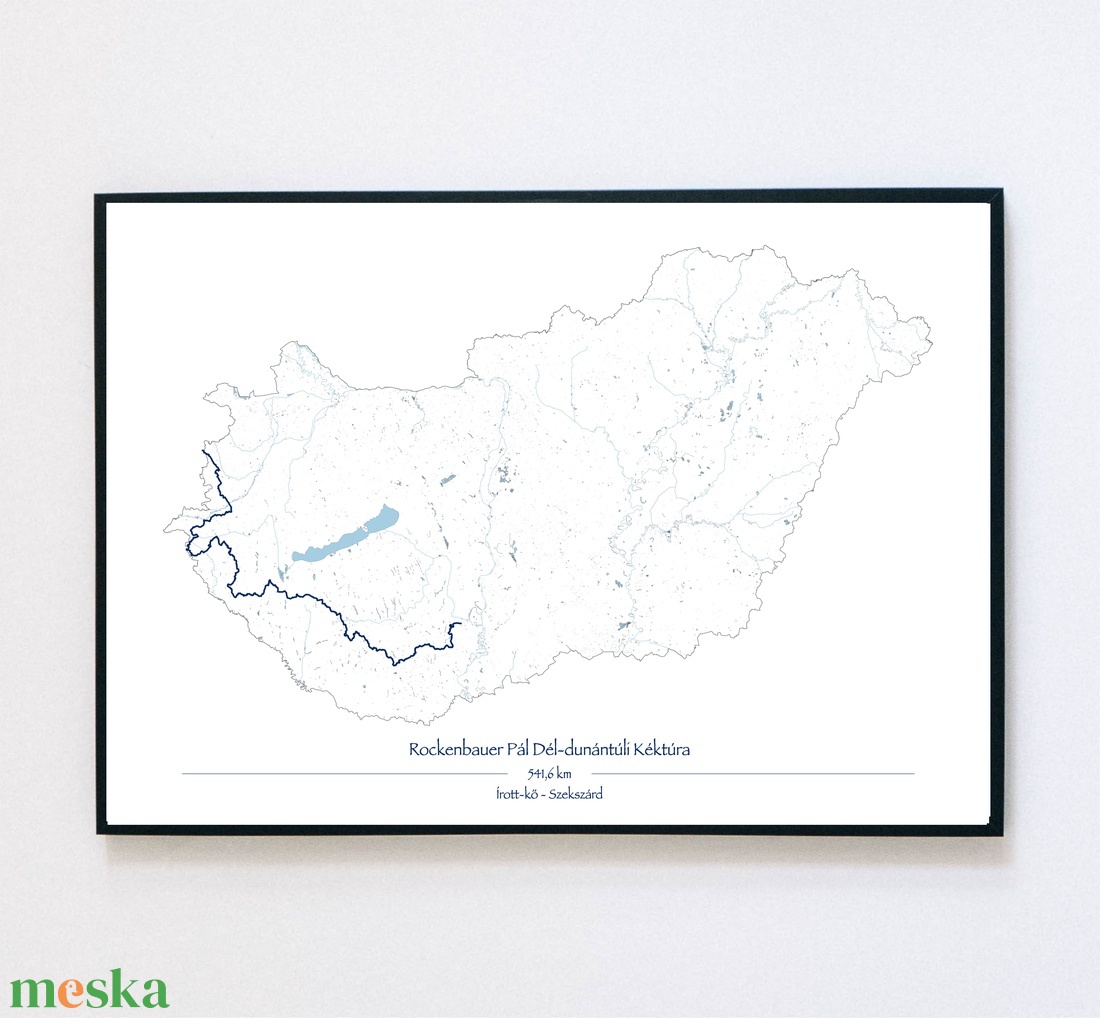Minimalista Rockenbauer Pál Dél-dunántúli Kéktúra túratérkép - otthon & életmód - dekoráció - kép & falikép - plakát - Meska.hu