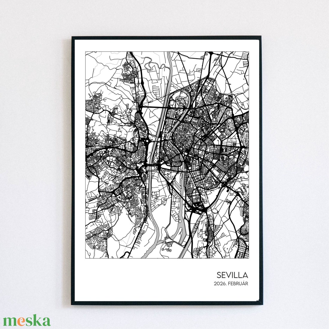 Egyedi kérésre készült Sevilla térkép A5 méretben digitális formátumban - otthon & életmód - dekoráció - kép & falikép - poszter - Meska.hu