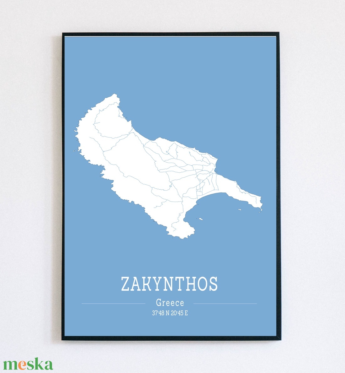 Egyedi ZAKYNTHOS (Görögország) színes minimalista dekorációs térkép - otthon & életmód - dekoráció - kép & falikép - poszter - Meska.hu
