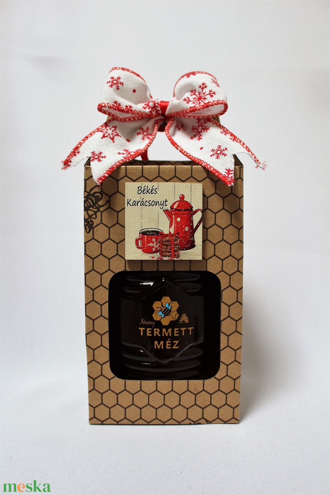 Édes-mézes Békés Karácsonyt karácsonyi ajándék díszdoboz 1 kg mézzel - élelmiszer - méz & propolisz - Meska.hu