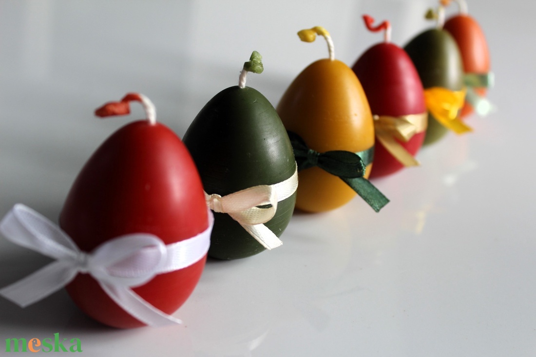 Húsvéti hímes tojás gyertya masnival - otthon & lakás - gyertya, illat, aroma - gyertya - Meska.hu