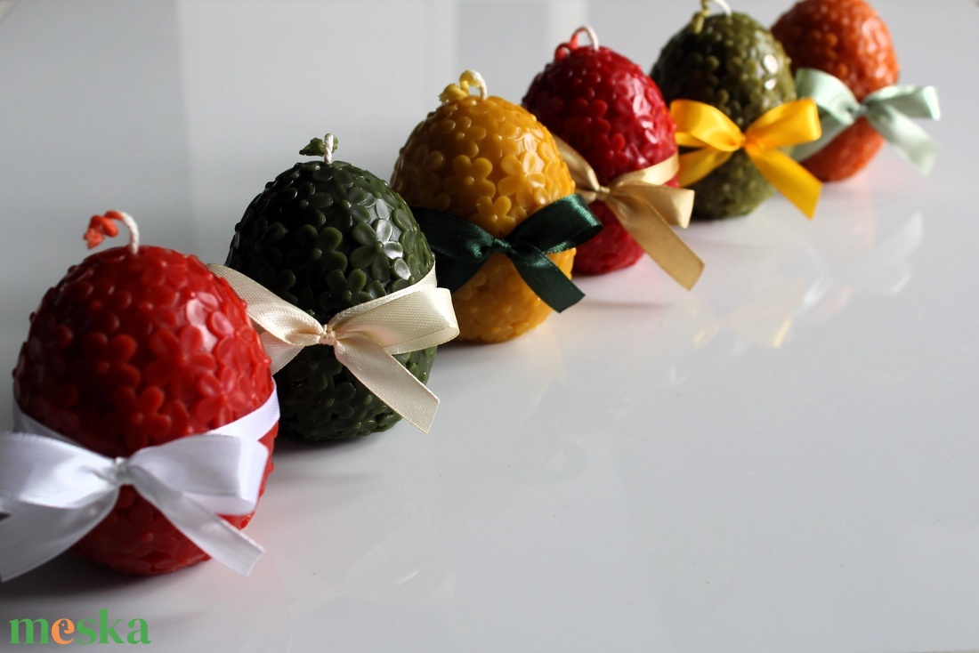 Húsvéti virágmintás tojás gyertya masnival - otthon & életmód - gyertya, illat, aroma - gyertya - Meska.hu