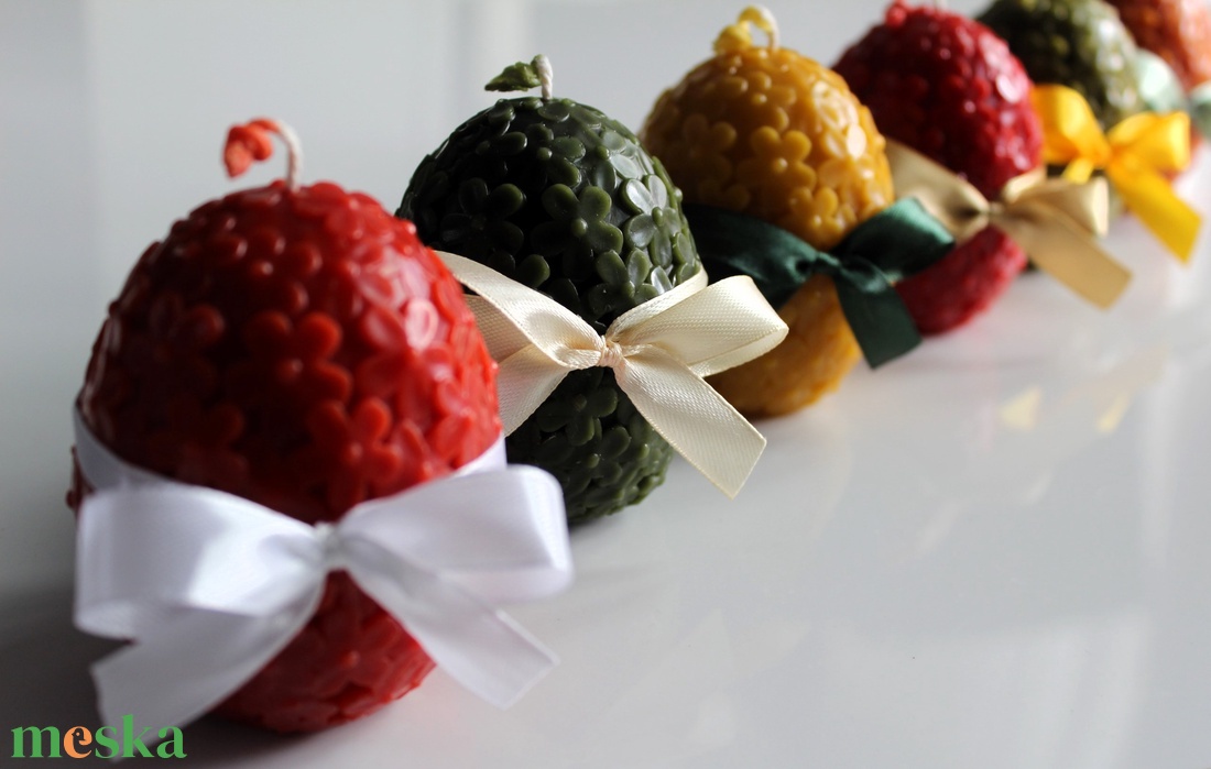 Húsvéti virágmintás tojás gyertya masnival - otthon & életmód - gyertya, illat, aroma - gyertya - Meska.hu