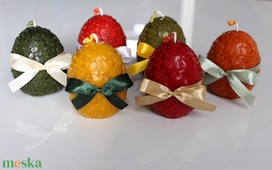 Húsvéti virágmintás tojás gyertya masnival - otthon & életmód - gyertya, illat, aroma - gyertya - Meska.hu