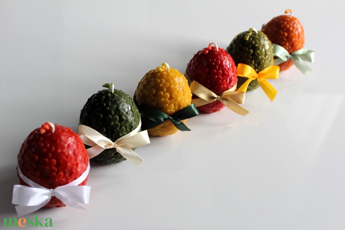 Húsvéti virágmintás tojás gyertya masnival - otthon & életmód - gyertya, illat, aroma - gyertya - Meska.hu