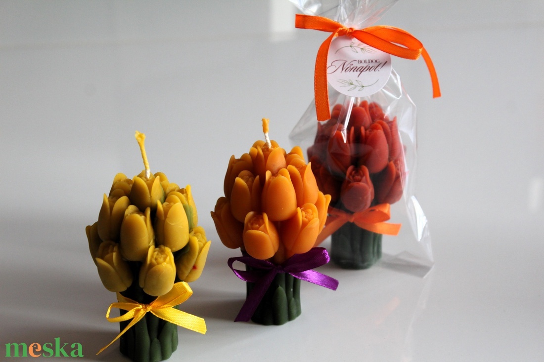 Tulipán örökcsokor méhviaszgyertya  - otthon & életmód - gyertya, illat, aroma - gyertya - Meska.hu