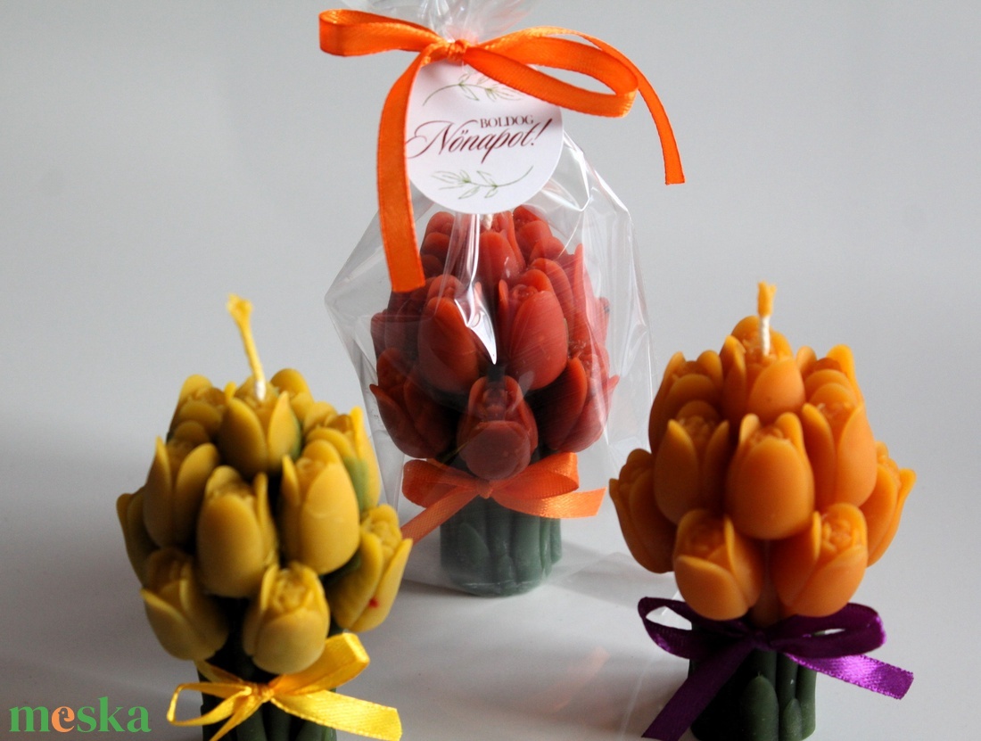 Tulipán örökcsokor méhviaszgyertya  - otthon & életmód - gyertya, illat, aroma - gyertya - Meska.hu