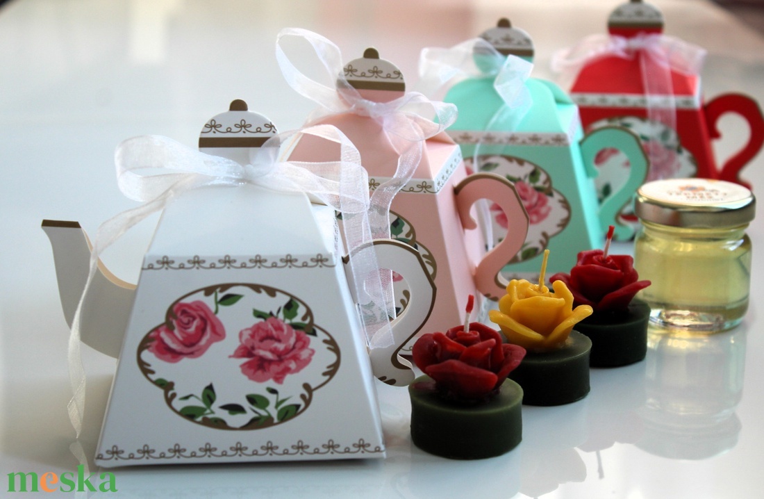 Mézes teáskanna ajándék díszdoboz - otthon & életmód - gyertya, illat, aroma - gyertya - Meska.hu