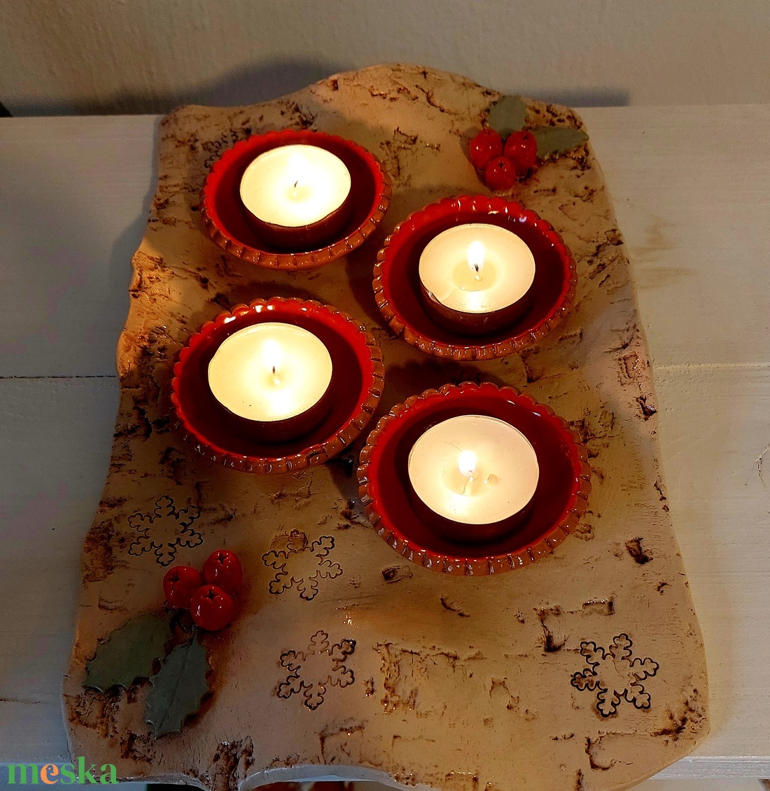 Adventi koszorú, Adventi asztali mécsestartó - karácsony - adventi díszek - adventi koszorú - Meska.hu