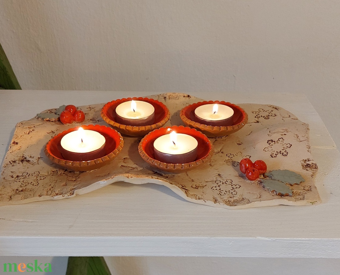 Adventi koszorú, Adventi asztali mécsestartó - karácsony - adventi díszek - adventi koszorú - Meska.hu