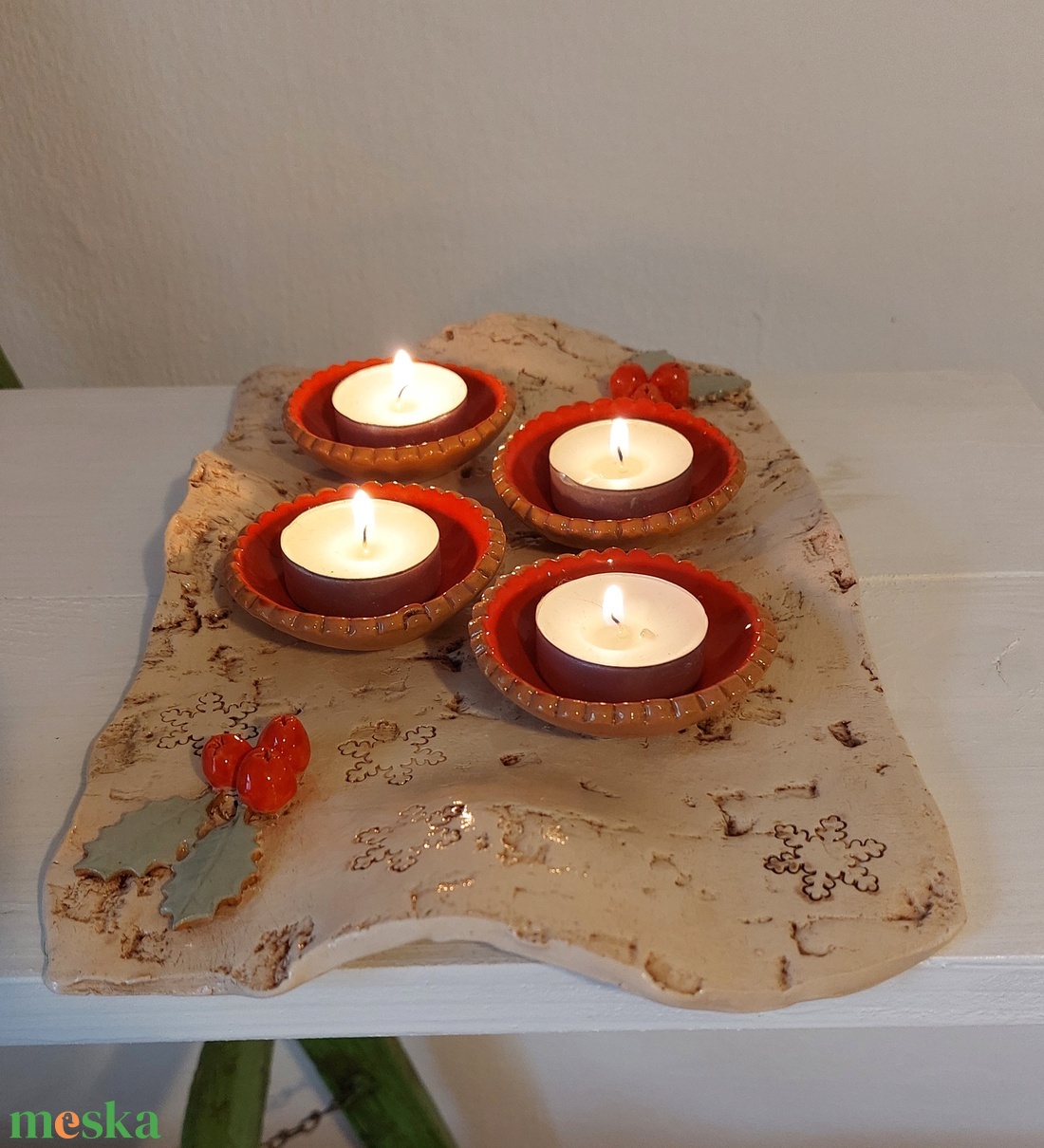 Adventi koszorú, Adventi asztali mécsestartó - karácsony - adventi díszek - adventi koszorú - Meska.hu