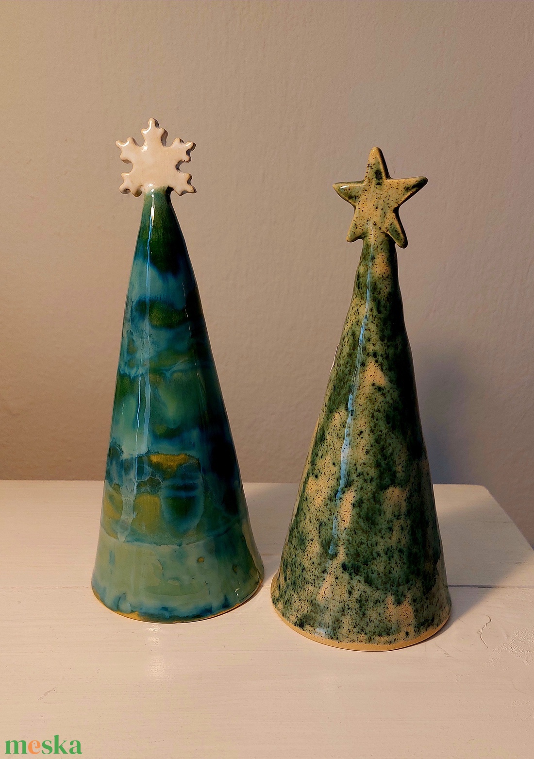  Adventi asztali dísz, kerámia fenyőfák - karácsony - adventi díszek - adventi koszorú - Meska.hu