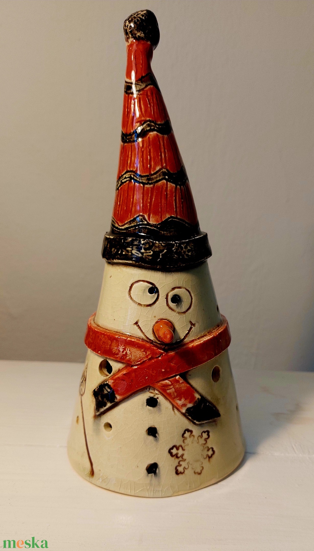 Kerámia hóember, mécsestartó - otthon & életmód - dekoráció - spiritualitás - füstölő és füstölőtartó - Meska.hu